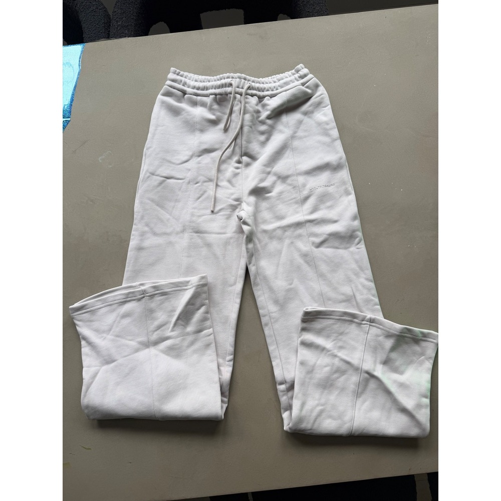 MYOUTFITONLINE White Lounge Sweatpants Wide Leg Drawstring Womens M